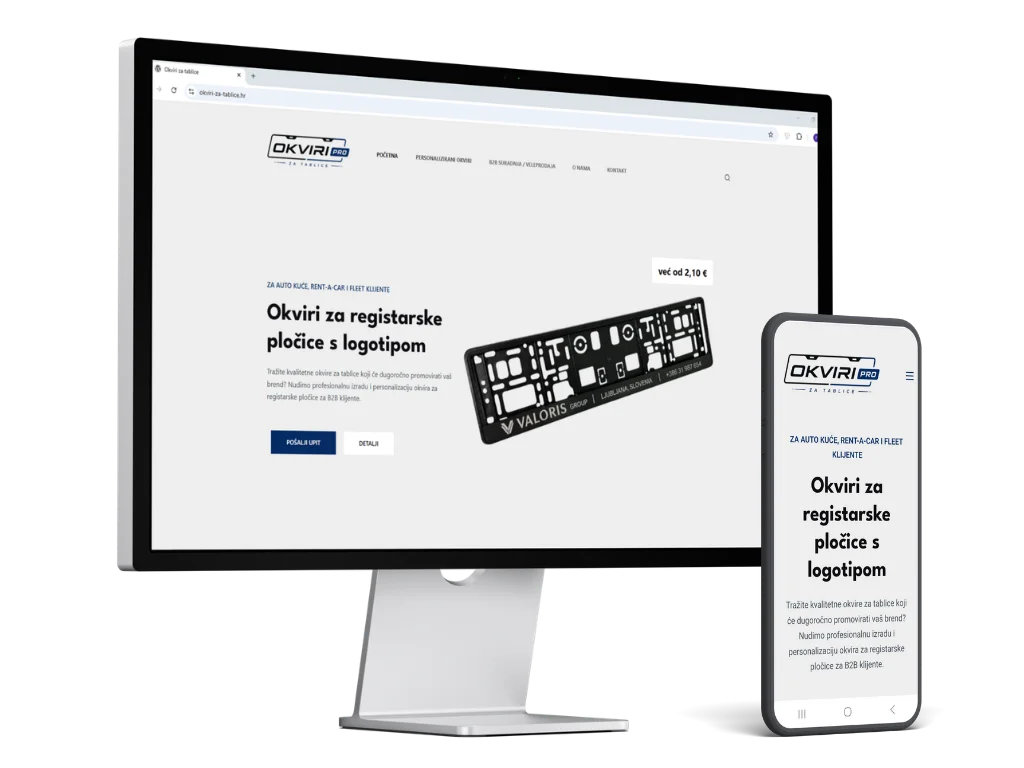 Web stranica Okviri za tablice – izrada WEBO
